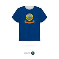 T-shirt design with flag of Idaho U.S. state. vector
