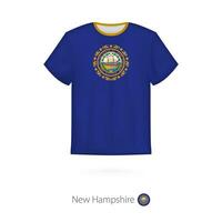 T-shirt design with flag of New Hampshire U.S. state. vector