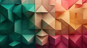 Abstract geometric paper cut 3D texture banner pastel background. photo