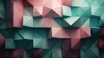 Abstract geometric paper cut 3D texture banner pastel background. photo