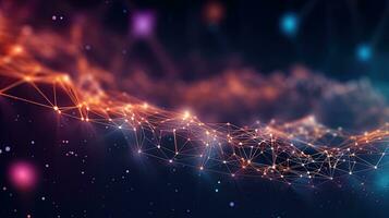 Technology background Abstract digital Technology Network Background Illustration Futuristic point wave. photo