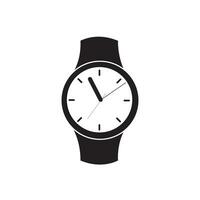 Vector wrist watch icon. Wristwatch hand clock illustration for men. Swiss flat watch