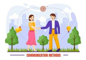 Communication Methods Vector Illustration with Team Referral Marketing, Project Management, Social Networks and Public Relations in Flat Background