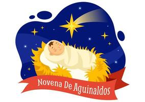 novena Delaware aguinaldo vector ilustración con fiesta tradicion para familias a obtener juntos a Navidad en plano dibujos animados antecedentes diseño