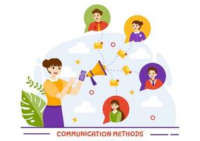 Communication Methods Vector Illustration with Team Referral Marketing, Project Management, Social Networks and Public Relations in Flat Background