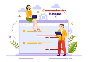 Communication Methods Vector Illustration with Team Referral Marketing, Project Management, Social Networks and Public Relations in Flat Background