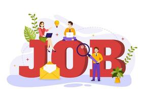 Job Recruitment or We are Hiring Vector Illustration with Candidates Giving CV to Interview Business to Become an Employee in Flat Cartoon Background