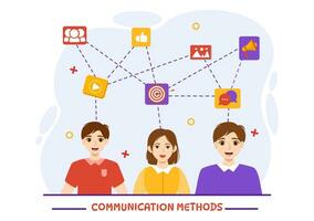 Communication Methods Vector Illustration with Team Referral Marketing, Project Management, Social Networks and Public Relations in Flat Background