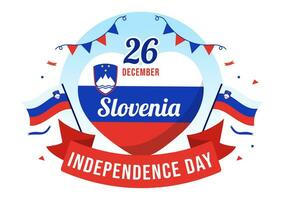 Slovenia Independence Day Vector Illustration on 26 December with Waving Flag Background Design in National Unity Holiday Celebration Flat Cartoon