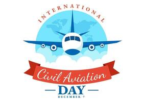 International Civil Aviation Day Vector Illustration on 7 December with Plane and Sky Blue View for Appreciate in Flat Cartoon Background Design