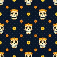 Dia de Muertos Seamless Pattern Illustration with Day of the Dead and Skeleton Element in Mexican Design vector