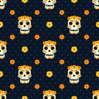 Dia de Muertos Seamless Pattern Illustration with Day of the Dead and Skeleton Element in Mexican Design vector