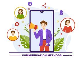 Communication Methods Vector Illustration with Team Referral Marketing, Project Management, Social Networks and Public Relations in Flat Background