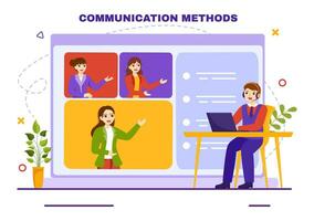 Communication Methods Vector Illustration with Team Referral Marketing, Project Management, Social Networks and Public Relations in Flat Background