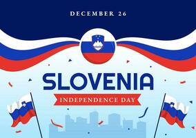 Slovenia Independence Day Vector Illustration on 26 December with Waving Flag Background Design in National Unity Holiday Celebration Flat Cartoon