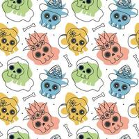 Dia de Muertos Seamless Pattern Illustration with Day of the Dead and Skeleton Element in Mexican Design vector