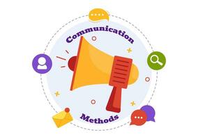 Communication Methods Vector Illustration with Team Referral Marketing, Project Management, Social Networks and Public Relations in Flat Background