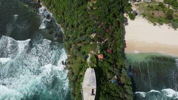 Aerial for Watu Leter Beach in South Malang, East Java, Indonesia video