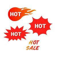 A set of vector HOT text on red flame