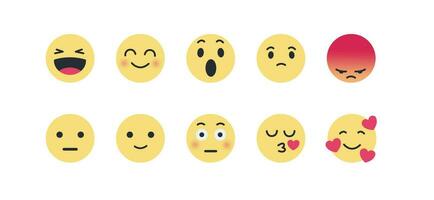 Set of cute simple emoji vector