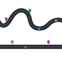 la carretera infografía con ubicación marca elementos vector