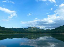 Huai Lan Reservoir beautiful landscape Natural  lake and mountain forest for background photo