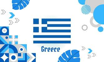 Greece national day banner for independence day anniversary. Flag of greece with modern geometric retro abstract design. Blue and white colors concept. vector