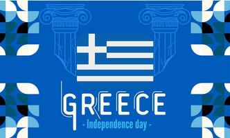 Greece national day banner for independence day anniversary. Flag of greece with modern geometric retro abstract design. Blue and white colors concept. vector