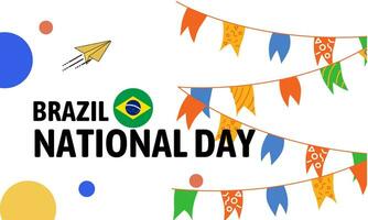 Brazil national day banner with maps and typography illustration vector