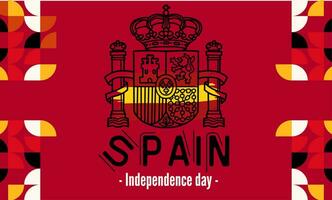 Spain national day banner for independence day anniversary. Flag of Spain with modern geometric retro abstract design. vector