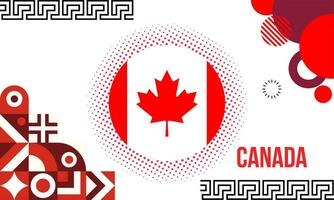 Canada national day banner for independence day anniversary. Flag of Canada and modern geometric retro abstract design. Red and white Thema. vector