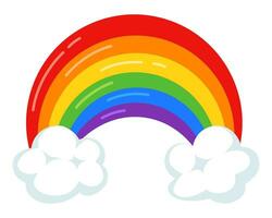 Rainbow with white clouds isolated on white background vector