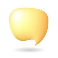 Yellow 3D speech bubble isolated on white background vector