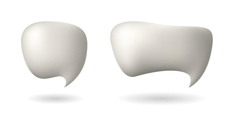 Realistic 3D grey speech bubbles isolated on white background. Text balloon icon