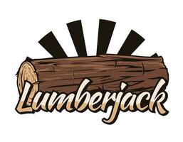 Lumberjack logo template with log drawing vector