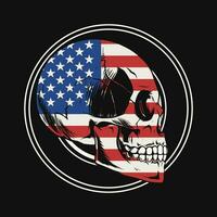 skull vector drawing with USA flag in face