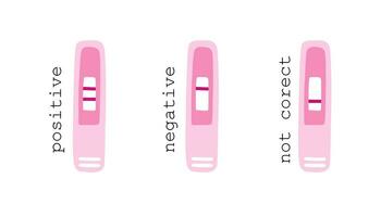 Set of HCG pregnancy test. Vector flat illustration isolated on white background