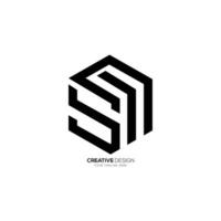 Letter Sm hexagonal shape modern creative line shape monogram polygon logo vector