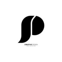 Letter P with flat shape modern unique typography monogram logo vector