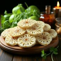 The lotus root at close-up photo