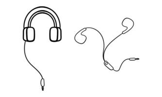 mano dibujado ilustración de auriculares y auricular2 vector