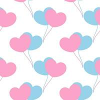 seamless pattern of light blue and pink heart shaped balloons2 vector