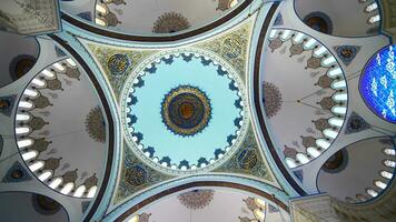 Turkey istanbul 12 january 2023. low angle view of celling of Camlica Mosque video