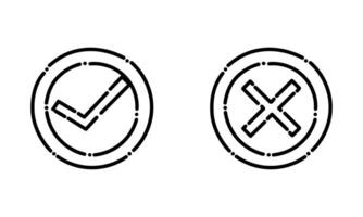 check mark and cross in dotted line style2 vector