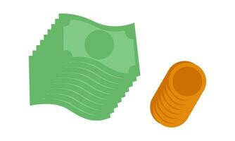 pile of banknotes and coins2 vector