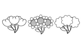 a collection of hand drawn flower vector