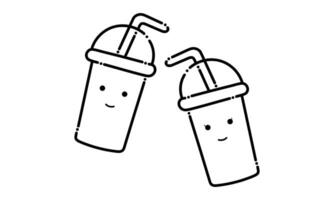 illustration of a boba drink in dotted line style2 vector