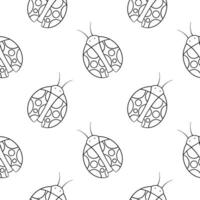 Seamless pattern hand drawn ladybug2 vector