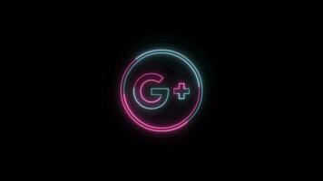 Social Media icon with neon effect on black background