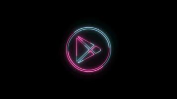 Social Media icon with neon effect on black background video